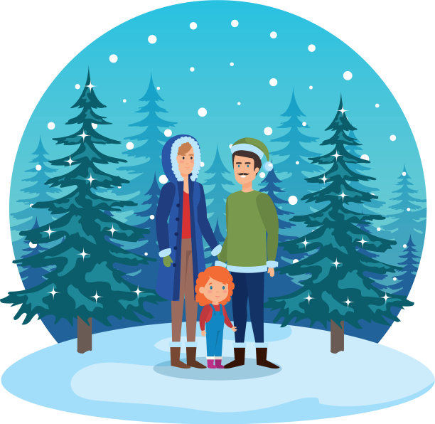 夫妇和女儿在冬天的衣服图片下载