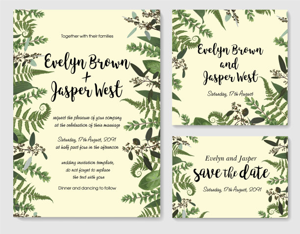 一套婚礼请柬贺卡保存图片下载