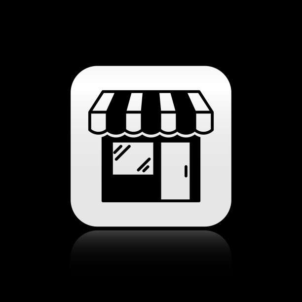 黑色的购物大楼或市场商店图标图片下载