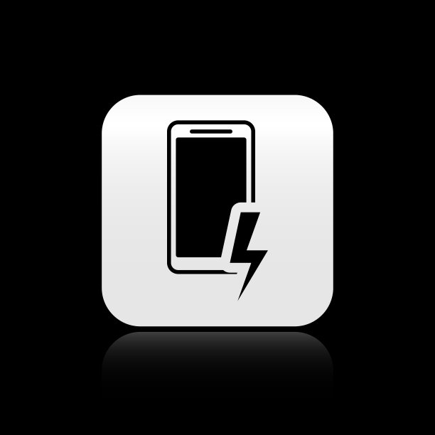 黑色智能手机充电电池图标隔离图片下载