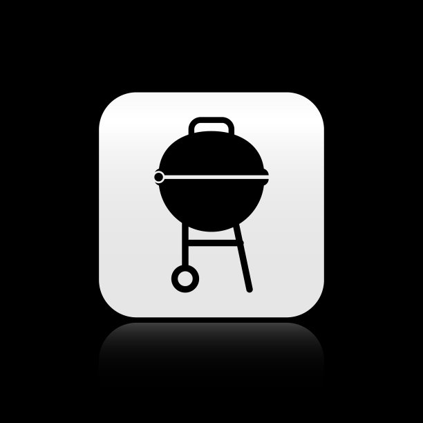 黑色烧烤架图标孤立在黑色图片下载