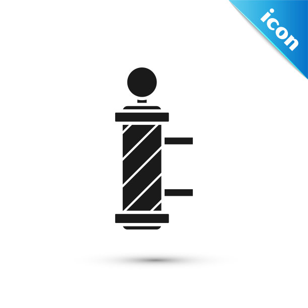 黑色经典理发店标杆图标孤立上图片下载