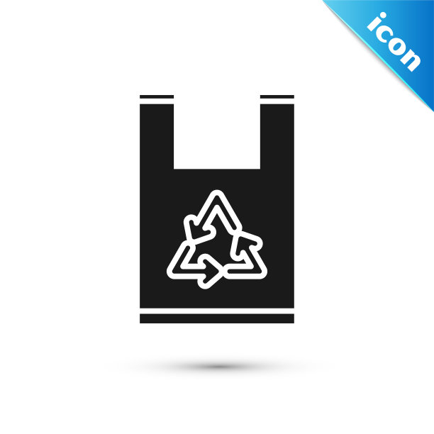 黑色塑料袋与回收图标隔离图片下载