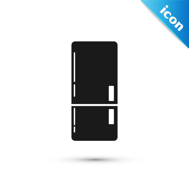 黑色冰箱图标孤立在白色上图片下载