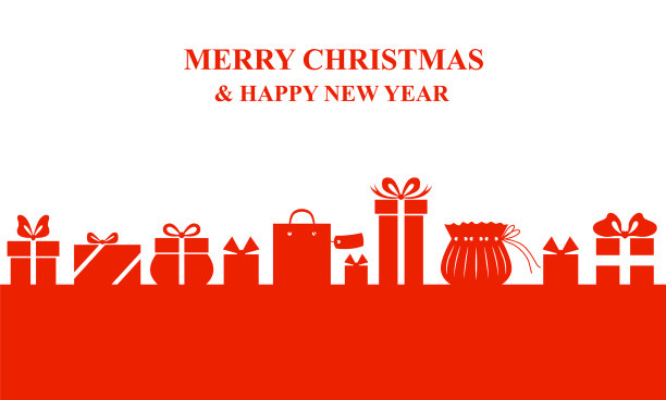 圣诞祝福横幅上挂着礼物图片下载
