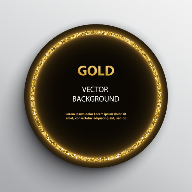 圆形的黑色海报与金色的闪闪发光的框架图片下载