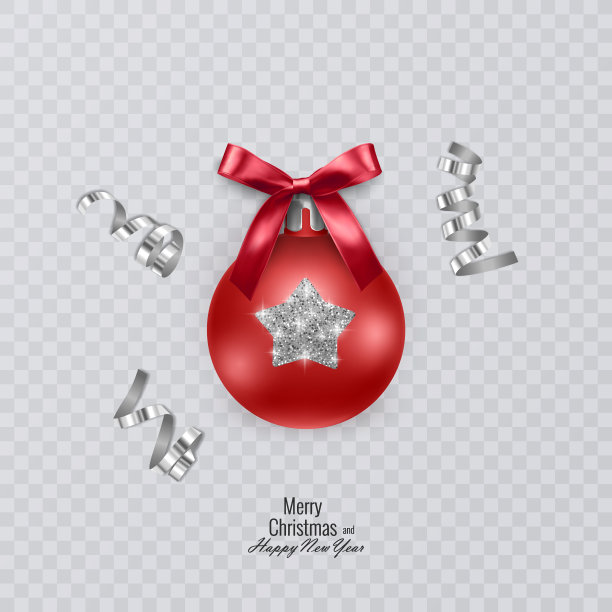 红色圣诞球在透明的背景图片下载