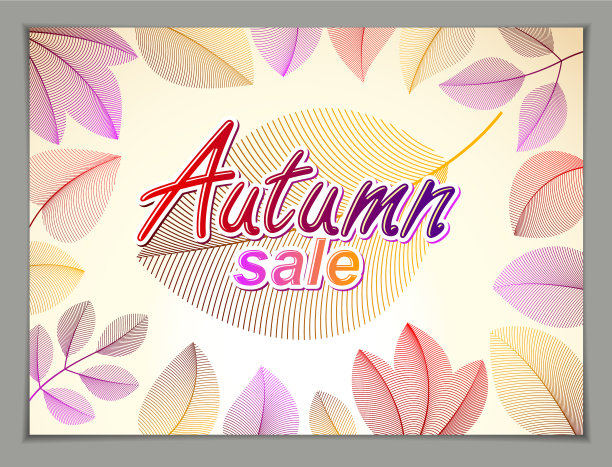 设计横横幅与秋季打字标志图片下载