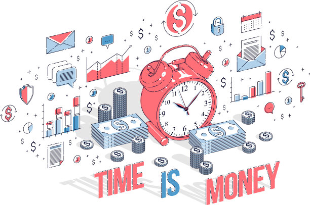 时间就是金钱概念表闹钟用现金图片下载