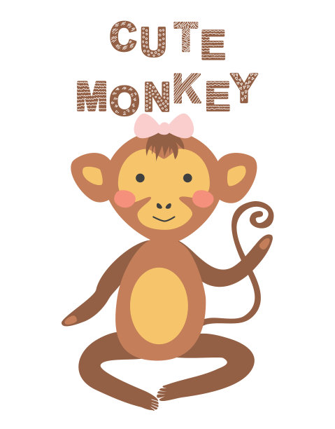 可爱的手绘幼儿海报，里面有猴子图片下载
