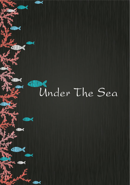 黑板上有蓝色的珊瑚礁和鱼图片下载