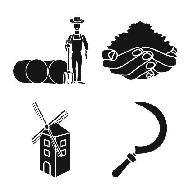 农场和耕地标志设置图片下载