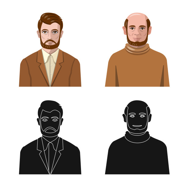 孤立的对象发型和职业图标图片下载