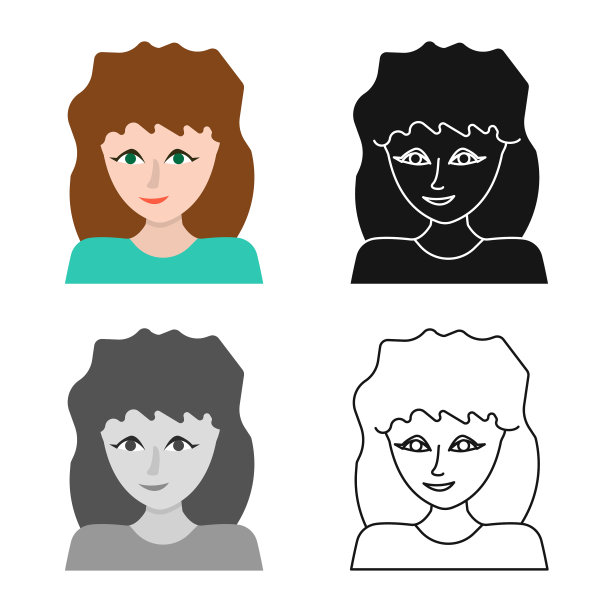 女孩和脸标志集图片下载