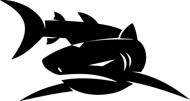 鲨鱼标志孤立现代概念模板图片下载