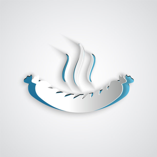 纸切香肠与蒸汽图标孤立在灰色图片下载