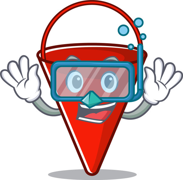 潜水消防桶与卡通隔离图片下载