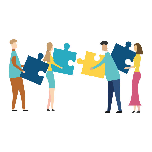 人们将谜题元素联系在一起图片下载