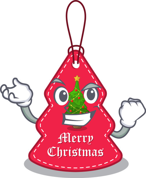 成功将圣诞标签挂在吉祥物形状上图片下载