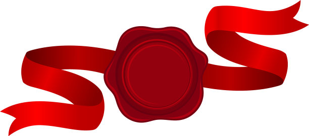 漂亮的红丝带，中间有玫瑰形装饰图片下载