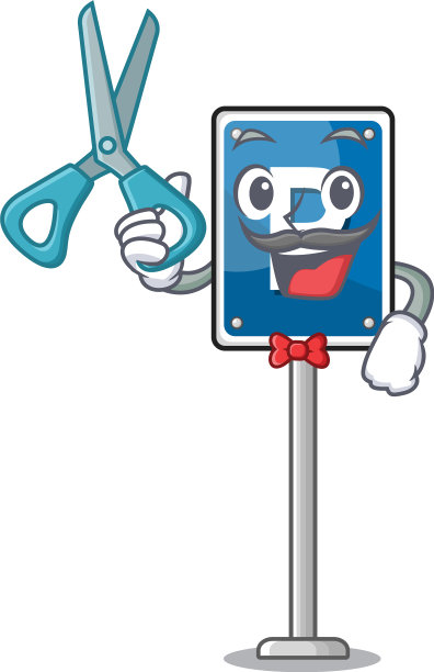 理发师在卡通路边停车标志图片下载