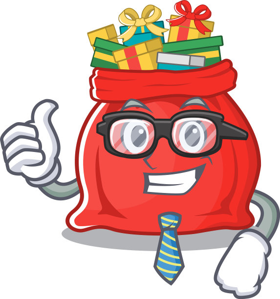 商人圣诞老人包孤立与吉祥物图片下载