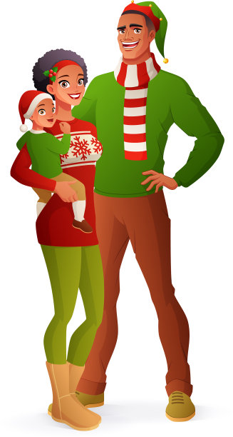 快乐的圣诞节家庭孤立的形象图片下载