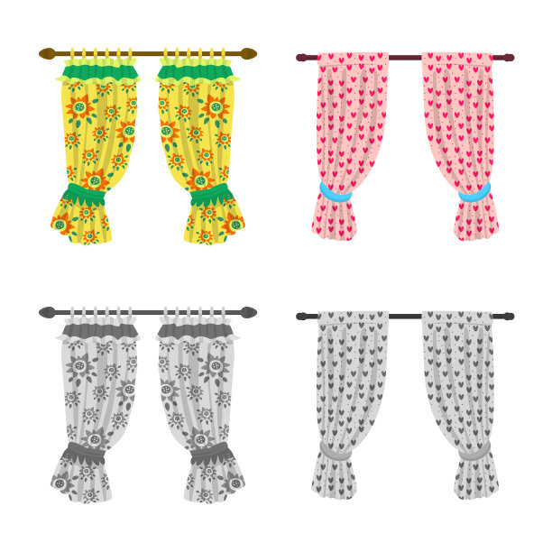 隔离对象窗帘和窗帘标志集图片下载