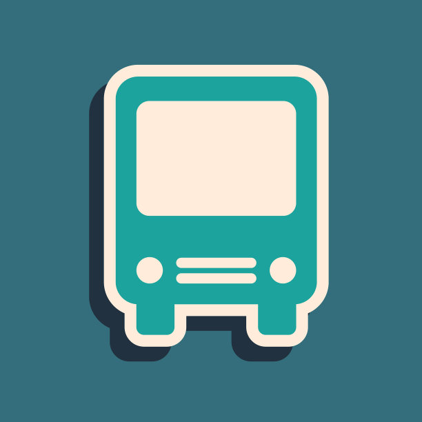 绿色巴士图标孤立在蓝色背景图片下载