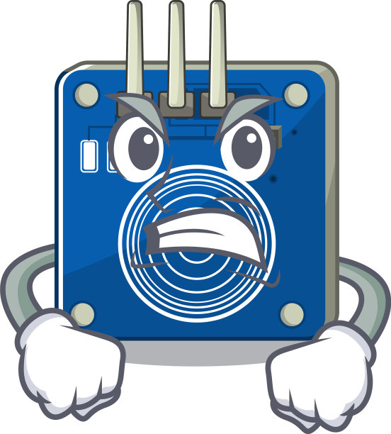 愤怒的触摸传感器粘在吉祥物墙上图片下载