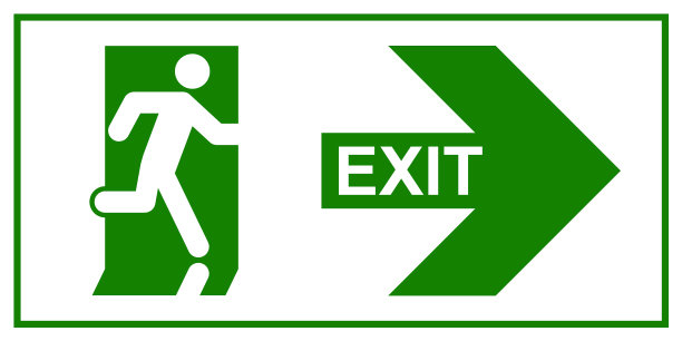 紧急出口标志员从消防出口跑出来图片下载