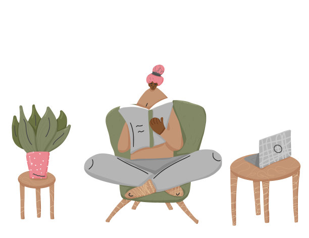 女孩在她的房间里看书图片下载