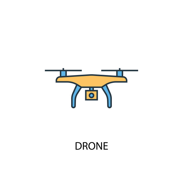 无人机概念2颜色线图标简单的黄色图片下载