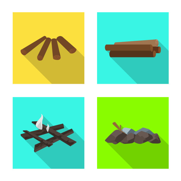 孤立的对象材料和日志符号图片下载