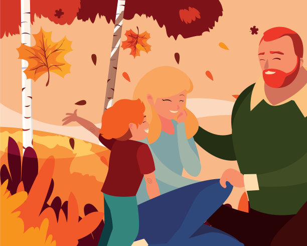 父亲和儿子在秋天设计图片下载