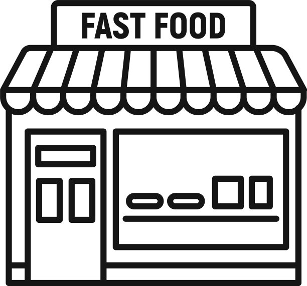 快餐店图标轮廓风格图片下载