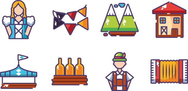 捆绑巴伐利亚节日设置图标图片下载