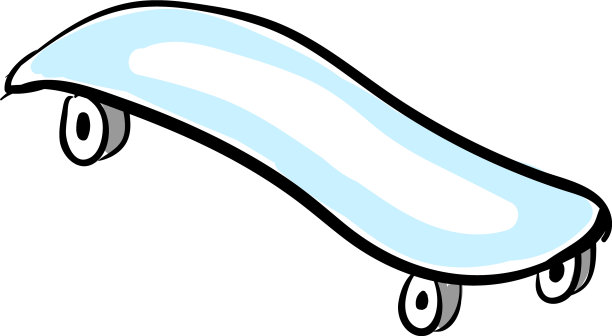 白色背景上的蓝色滑板图片下载
