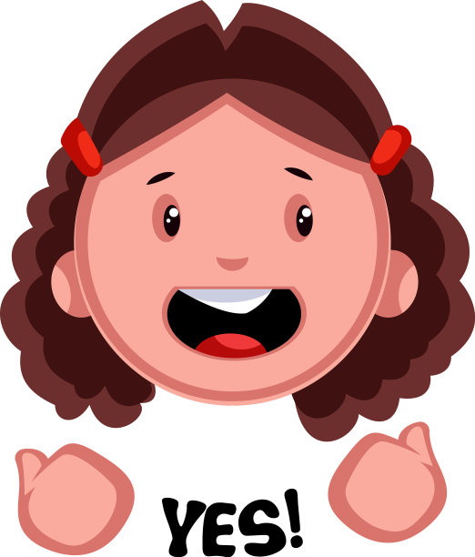 是的，白色背景的女孩表情图片下载