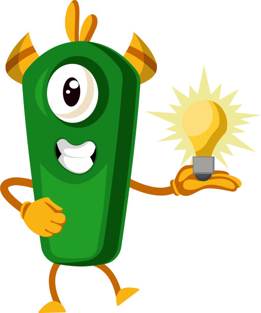 白色背景上有灯泡的怪物图片下载