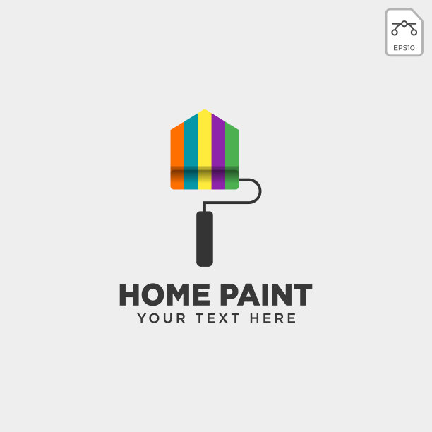 家油漆刷彩色标志模板图标图片下载