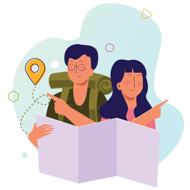 年轻夫妇带着旅游地图旅行图片下载