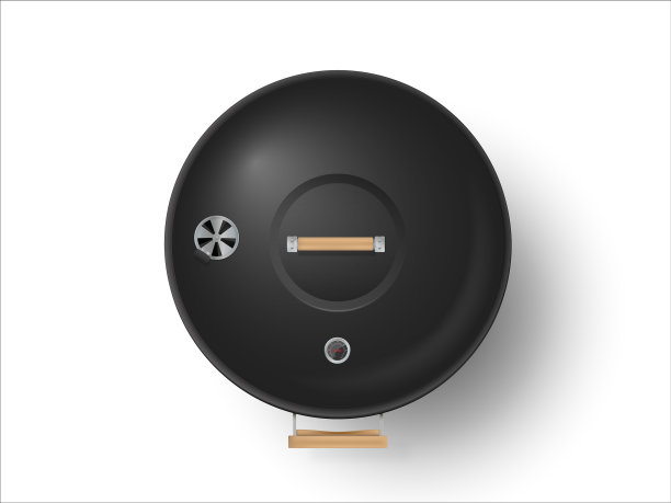 圆形黑色封闭烧烤架俯视图图片下载