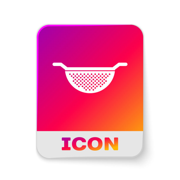 白色厨房滤锅图标孤立在白色上图片下载