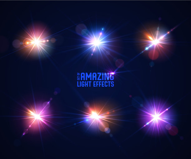 发光的镜头光晕设置美丽的眩光效果图片下载