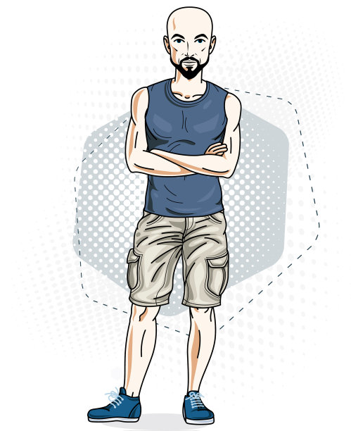自信的运动员英俊的光头青年图片下载
