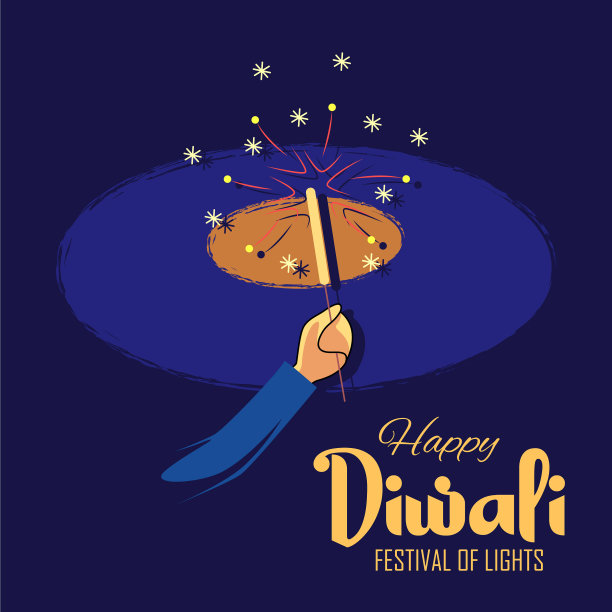 快乐排灯节印度教节日背景灯图片下载