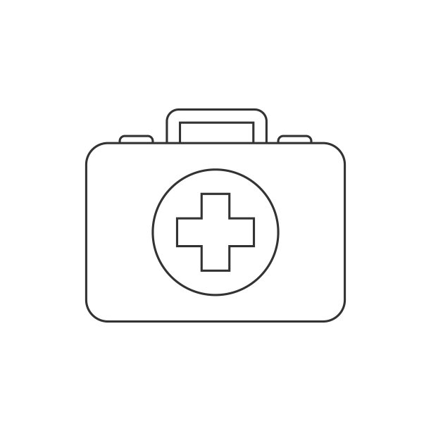 白色背景上的急救箱线性图标图片下载
