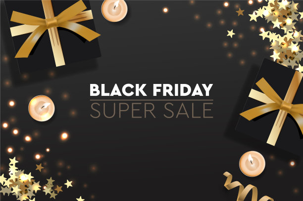 黑色星期五促销横幅海报标志金黄色图片下载