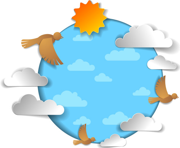 鸟群在美丽的云和阳光中飞翔图片下载